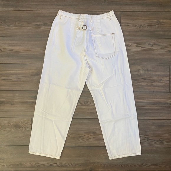 Free People X Sandrine Rose High Waist White Buckle Pants - NEW - Picture 4 of 11